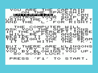 Space Math title screen for Vic-20